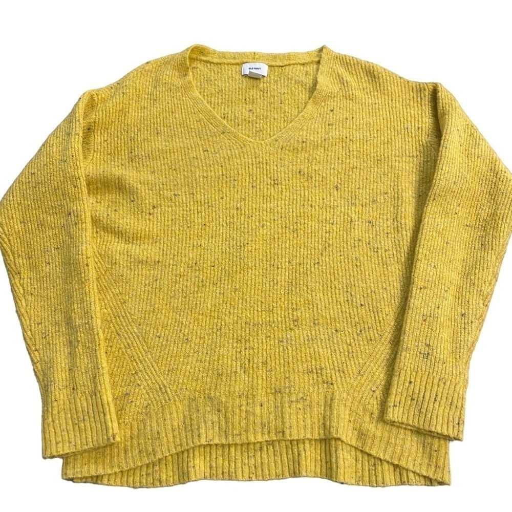 Old Navy Squash Yellow Speckled Slouchy VNeck Ribbed Sweater Size Medium